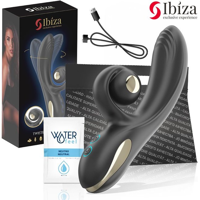 Черный вибратор-кролик с режимами вибрации и вращения - 18,4 см. Фотография 2.