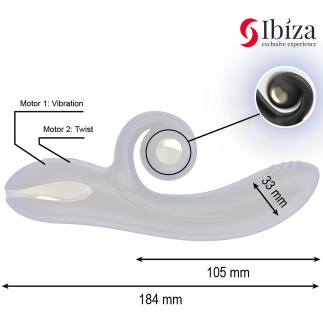Черный вибратор-кролик с режимами вибрации и вращения - 18,4 см. Фотография 7.