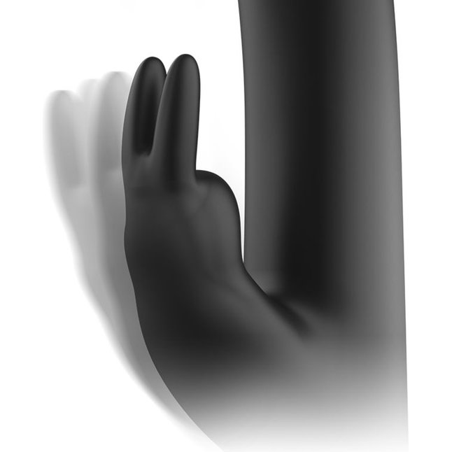 Черный вибратор-кролик с вращением бусин - 22 см. Фотография 5.