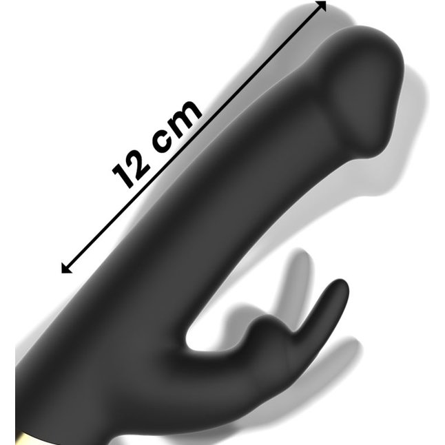 Черный вибратор-кролик с вращением бусин - 22 см. Фотография 8.