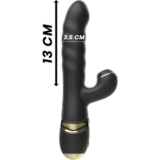 Черный вибратор-кролик с функциями пенетрации и всасывания - 23,5 см. Фотография 6.