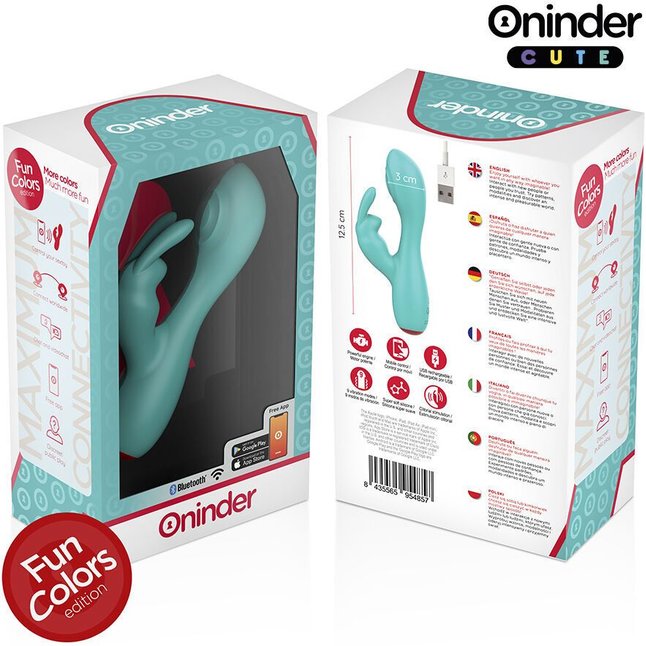 Аквамариновый мини-вибратор типа ’’кролик’’ с режимом постукивания - 12,5 см. Фотография 2.