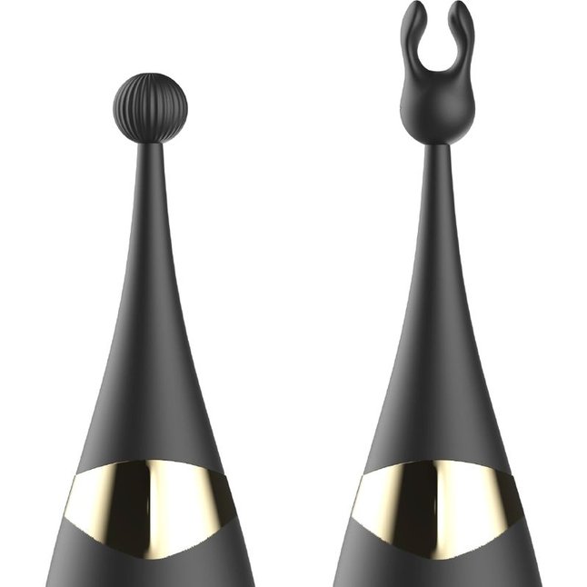 Черный двусторонний вибратор-пульсатор. Фотография 3.