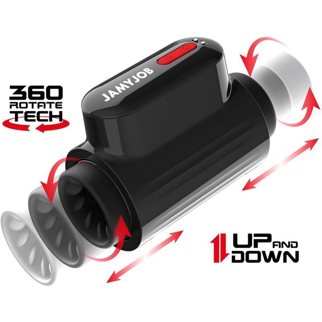 Черный автоматический мастурбатор с режимами поступательных движений и ротации. Фотография 4.