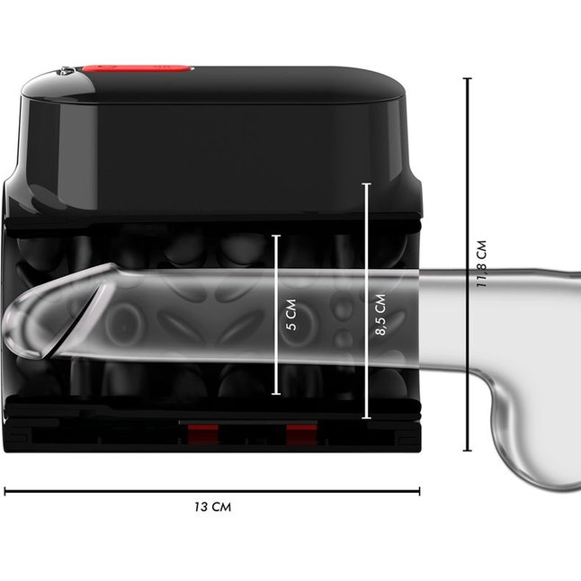 Черный автоматический мастурбатор с режимами поступательных движений и ротации. Фотография 6.