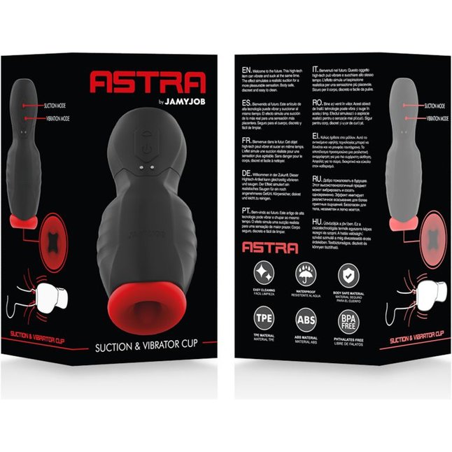 Черно-красный мастурбатор с вибрацией и всасыванием. Фотография 2.