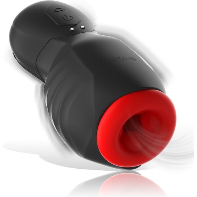 Черно-красный мастурбатор с вибрацией и всасыванием. Фотография 3.