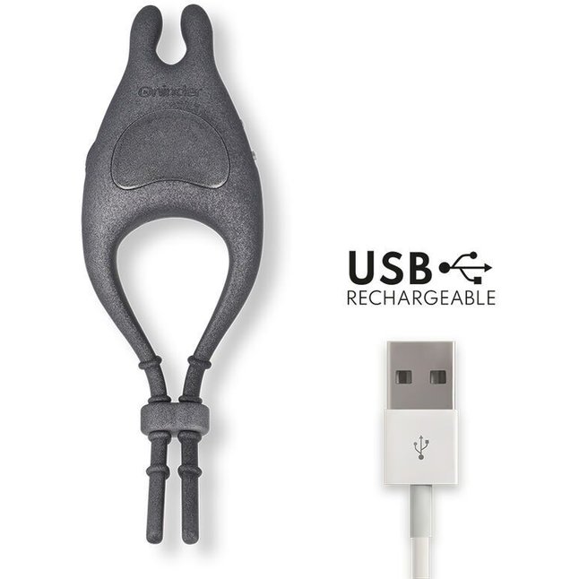 Черное эрекционное виброкольцо с управлением через приложение. Фотография 2.