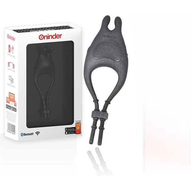 Черное эрекционное виброкольцо с управлением через приложение. Фотография 4.