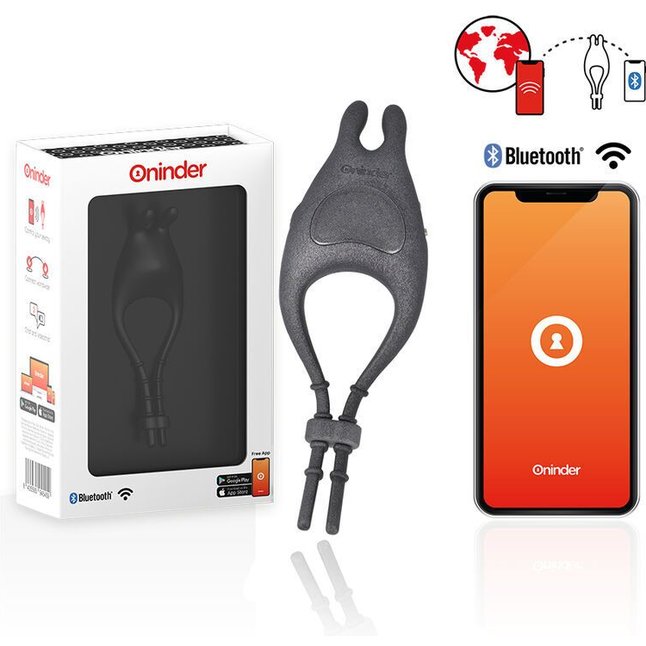 Черное эрекционное виброкольцо с управлением через приложение. Фотография 7.