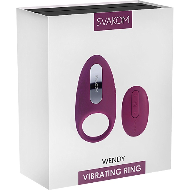 Фиолетовое эрекционное кольцо Winni с вибрацией и пультом ДУ. Фотография 6.