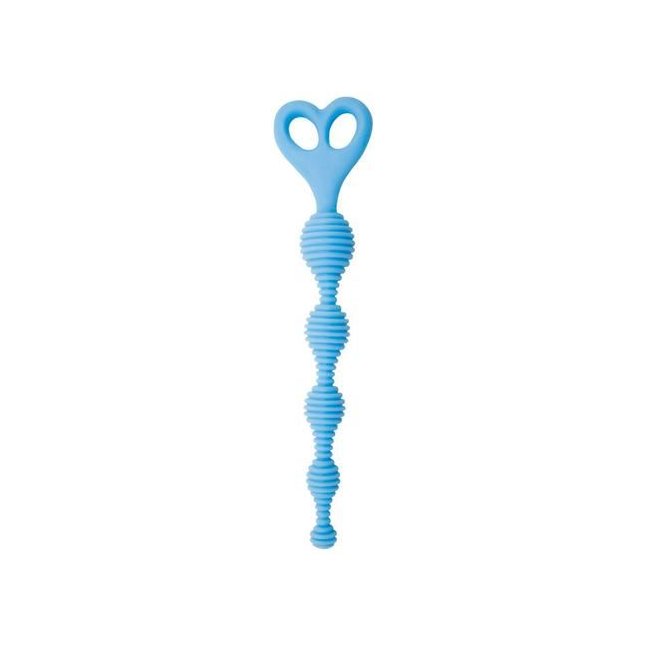 Голубая анальная цепочка с рёбрышками Climax Anal Silicone Stripes - 20,3 см - Climax