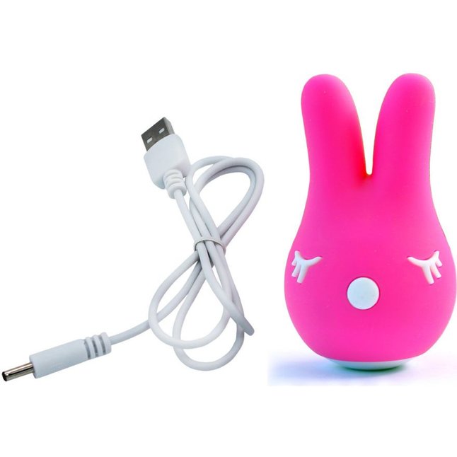 Ярко-розовый вибростимулятор Bunny с ушками. Фотография 3.
