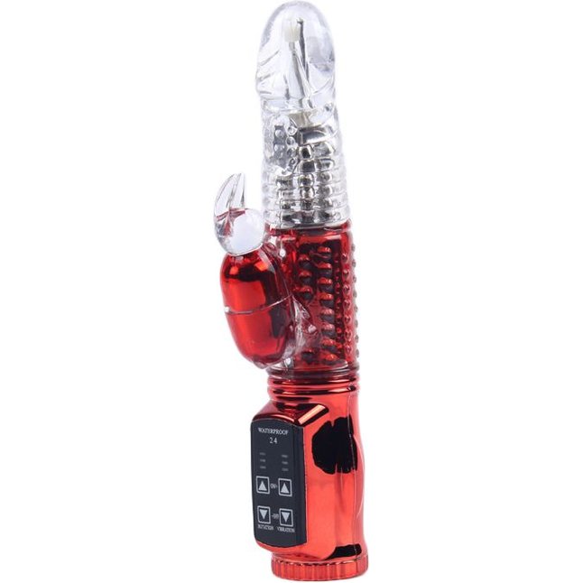 Красный вибратор с 24 режимами вибрации и ротации - 21 см