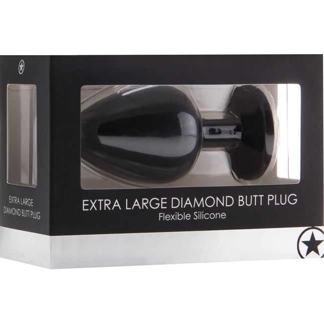 Чёрная анальная пробка Extra Large Diamond Butt Plug - 9,3 см - Ouch!. Фотография 2.