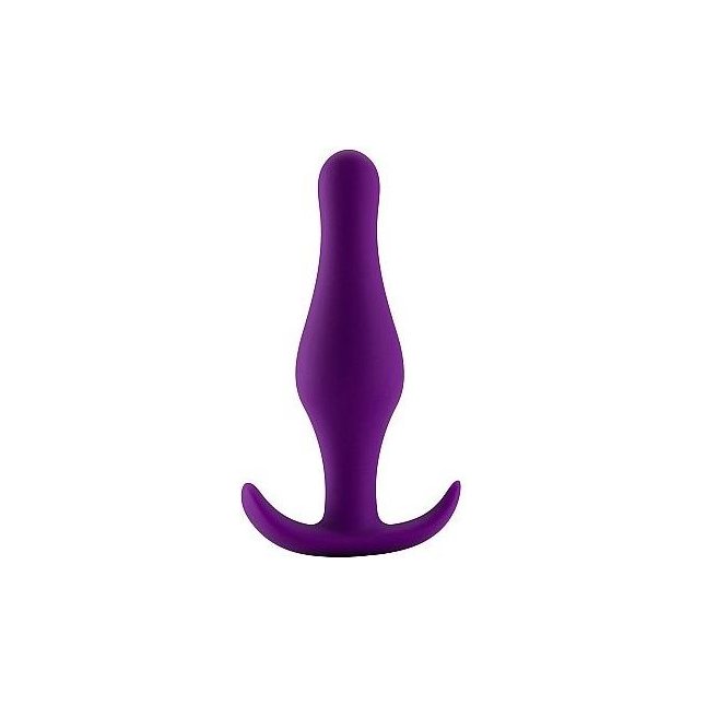 Фиолетовая малая анальная пробка Butt Plug with Handle Small - Shots Toys