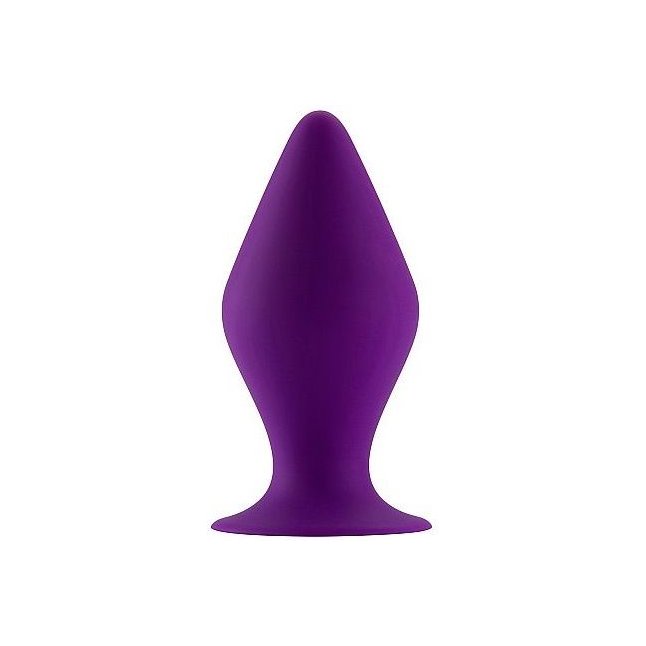 Фиолетовая средняя анальная пробка Butt Plug with Suction Cup Medium - Shots Toys