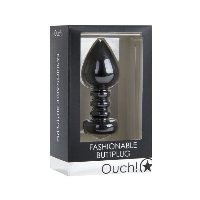 Чёрная анальная пробка Fashionable Buttplug - 10 см - Ouch!. Фотография 2.