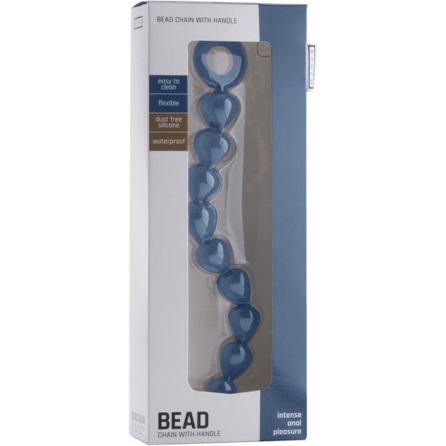 Синяя анальная цепочка Bead Chain - 24,9 см - Mjuze. Фотография 3.