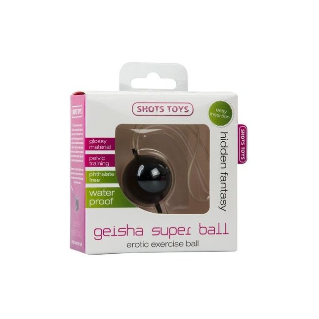 Чёрный вагинальный шарик Geisha Super Ball - Shots Toys. Фотография 2.