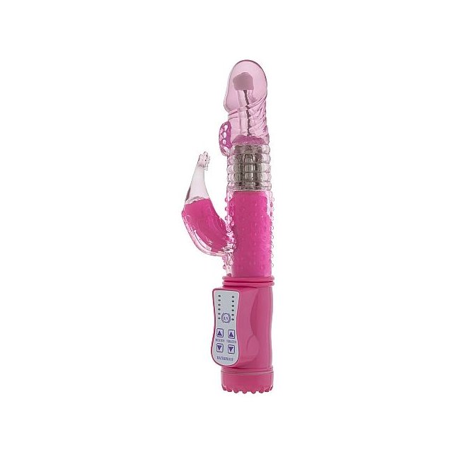 Розовый вибратор GC Dolphin с клиторальным отростком - 22 см - GC   