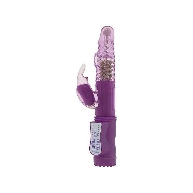Фиолетовый вибратор Vibrating Rabbit с клиторальным отростком - 22 см - GC   