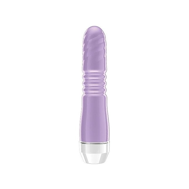 Фиолетовый вибратор Leila с рёбрышками посередине - 15 см - Loveline