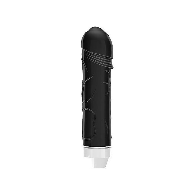 Чёрный вибратор Lenore с тонкими венками - 14,5 см - Loveline. Фотография 2.