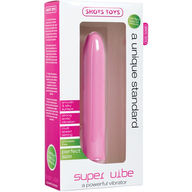 Розовый классический вибратор Super Vibe - 17,2 см - Shots Toys. Фотография 2.