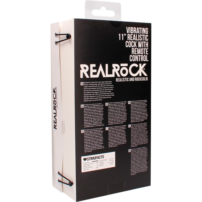 Чёрный вибратор-реалистик Vibrating Realistic Cock 11 With Scrotum - 29,5 см - RealRock. Фотография 8.