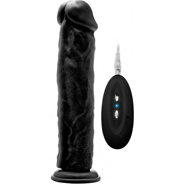 Чёрный вибратор-реалистик Vibrating Realistic Cock 11 - 27,5 см - RealRock