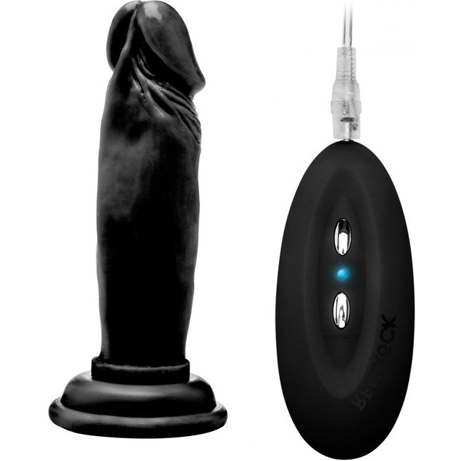 Чёрный вибратор-реалистик Vibrating Realistic Cock 6 - 15 см - RealRock