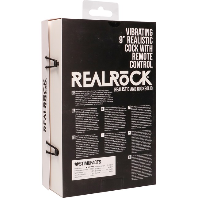 Чёрный вибратор-реалистик Vibrating Realistic Cock 9 - 23,5 см - RealRock. Фотография 8.