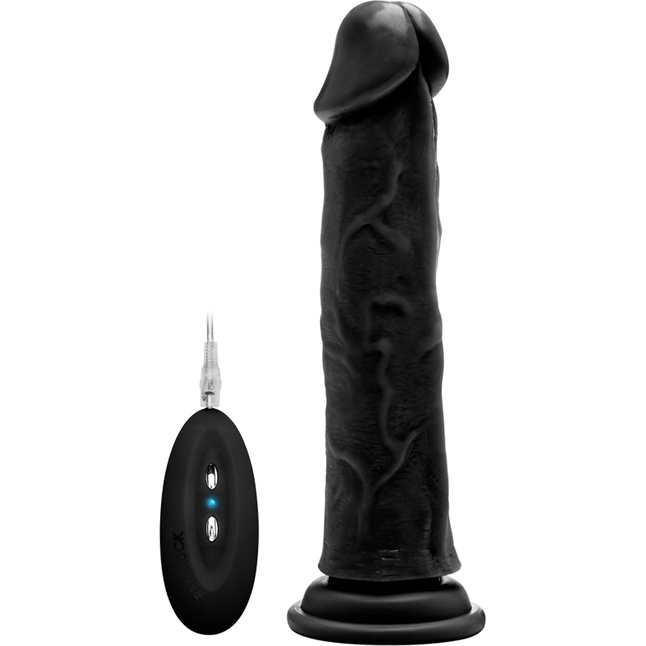 Чёрный вибратор-реалистик Vibrating Realistic Cock 9 - 23,5 см - RealRock