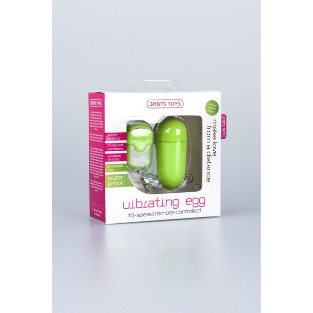 Зеленое виброяйцо 10 Speed Remote Vibrating Egg Big с пультом ДУ - Shots Toys. Фотография 2.