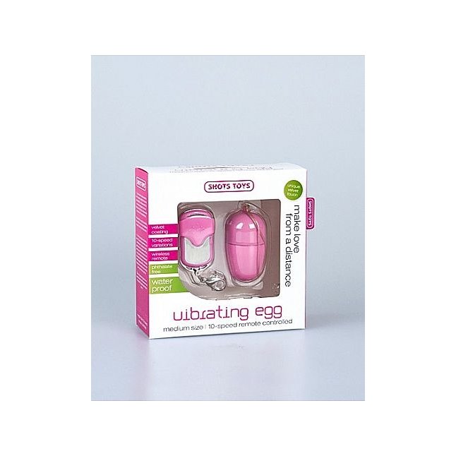 Розовое виброяйцо 10 Speed Remote Vibrating Egg Medium с пультом ДУ - Shots Toys. Фотография 2.
