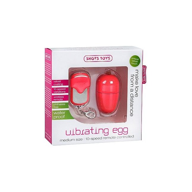 Красное виброяйцо 10 Speed Remote Vibrating Egg Medium с пультом ДУ - Shots Toys. Фотография 2.