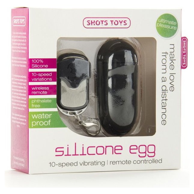 Чёрное виброяйцо Silicone Remote controlled Egg с дистанционным управлением - Shots Toys. Фотография 2.