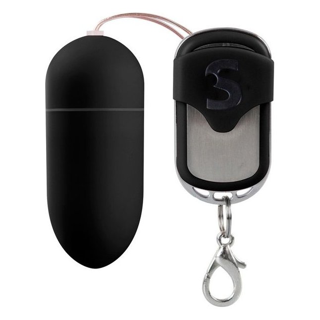 Чёрное виброяйцо Silicone Remote controlled Egg с дистанционным управлением - Shots Toys