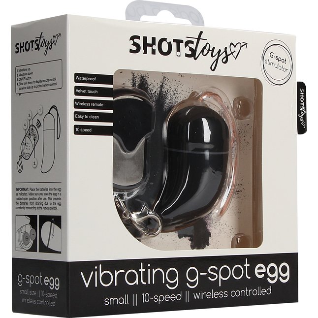 Чёрное виброяйцо G-spot Egg Small - Shots Toys. Фотография 6.