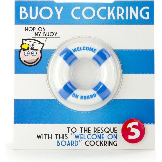 Бело-голубое эрекционное кольцо на пенис Buoy Welcome On Board - S-line. Фотография 2.