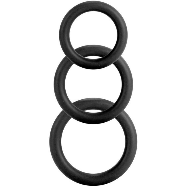 Набор из 3 чёрных эрекционных колец разного диаметра Twiddle Rings - Shots Toys