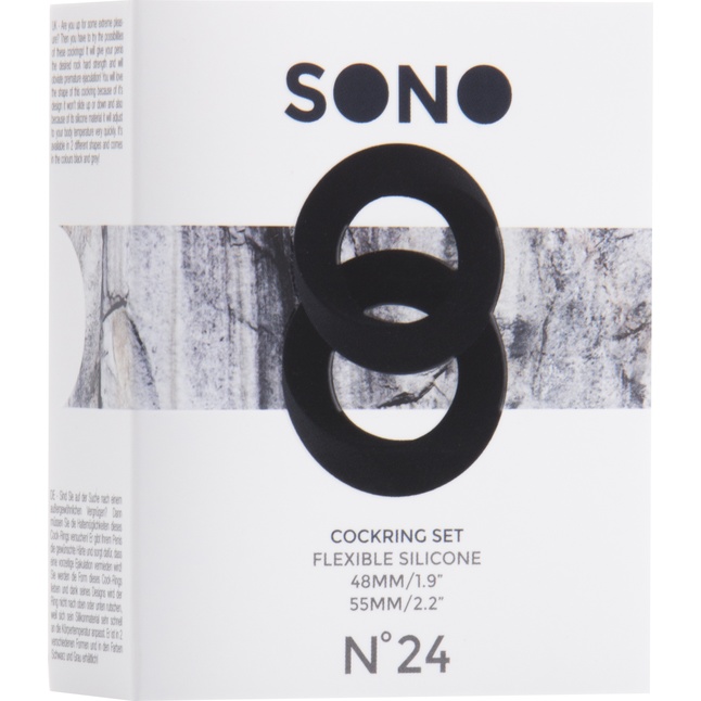 Набор чёрных эрекционных колец SONO №24 - Sono. Фотография 3.