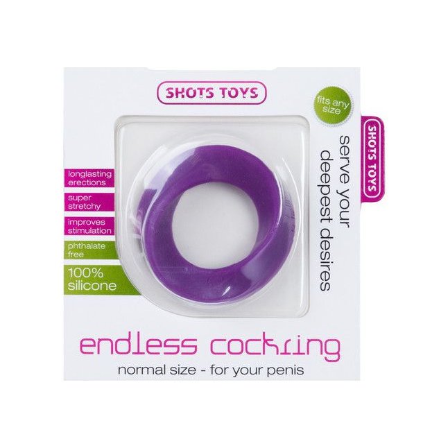 Фиолетовое эрекционное кольцо Endless Cockring Regular - Shots Toys. Фотография 2.