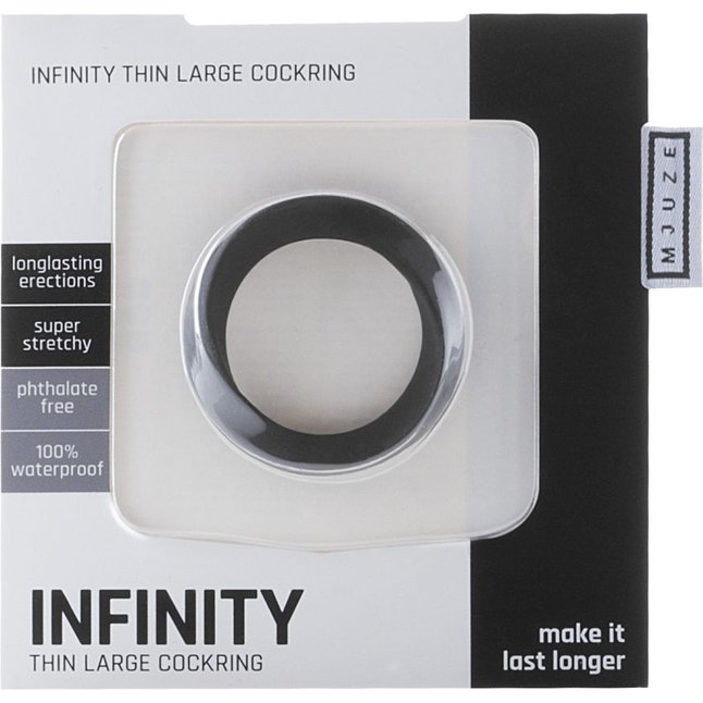 Чёрное эрекционное кольцо Infinity Thin Large - Mjuze. Фотография 2.