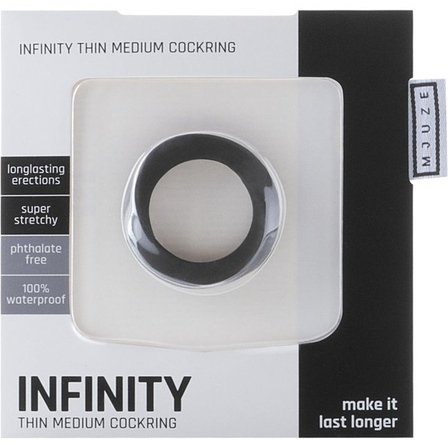 Чёрное эрекционное кольцо Infinity Thin Medium - Mjuze. Фотография 2.