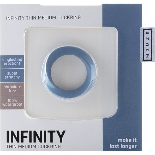 Синее эрекционное кольцо Infinity Thin Medium - Mjuze. Фотография 2.