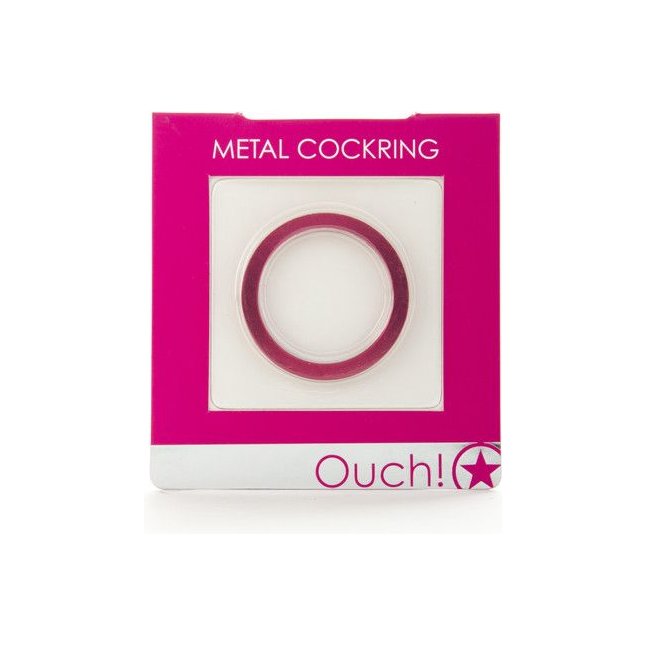 Розовое металлическое эрекционное кольцо Metal Cockring - Ouch!. Фотография 2.
