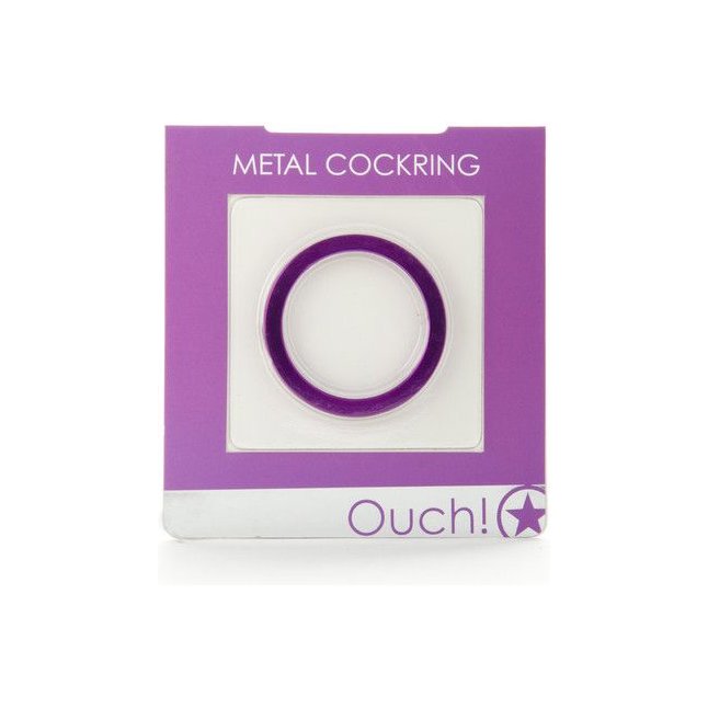 Фиолетовое металлическое эрекционное кольцо Metal Cockring - Ouch!. Фотография 2.