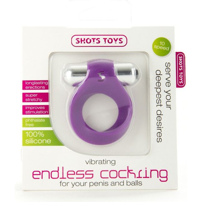 Фиолетовое эрекционное кольцо Vibrating Endless Cocking - Shots Toys. Фотография 2.